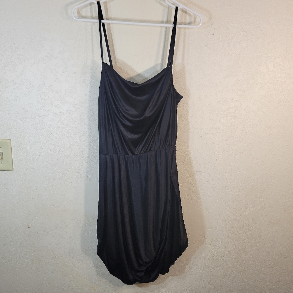 All Saints Spitalfields black satin sheen dress size 8 spaghetti straps